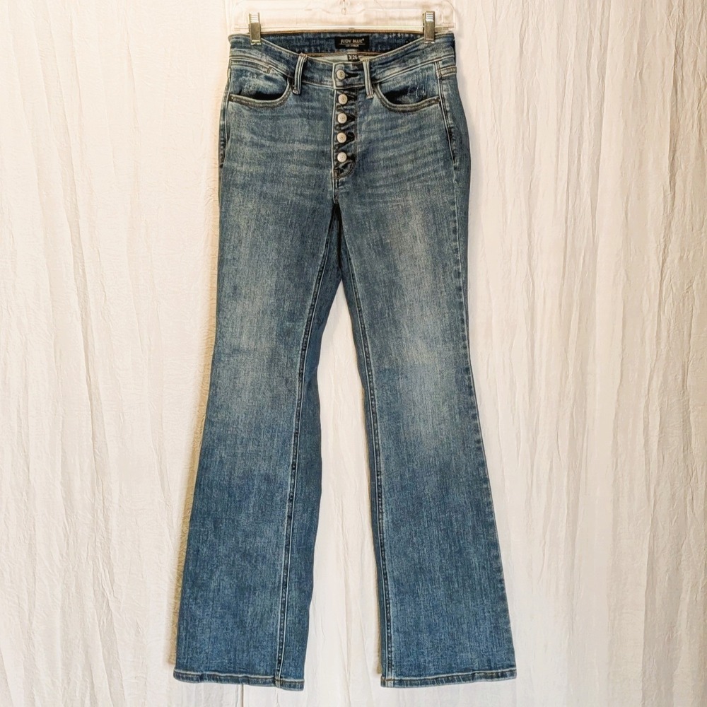 Judy Blue High Rise Button Fly Flared Jeans Boot Cut Size 3/26 Retro